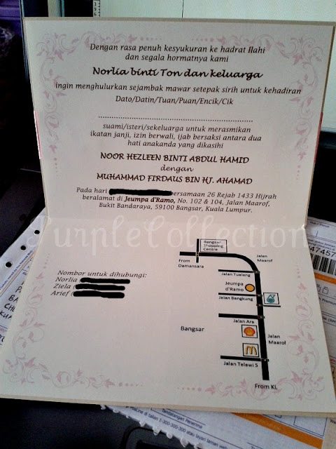 Best Seller Wedding Invitation Card + Map, wedding invitation cards, malay wedding cards, best seller wedding card, peach ribbon card