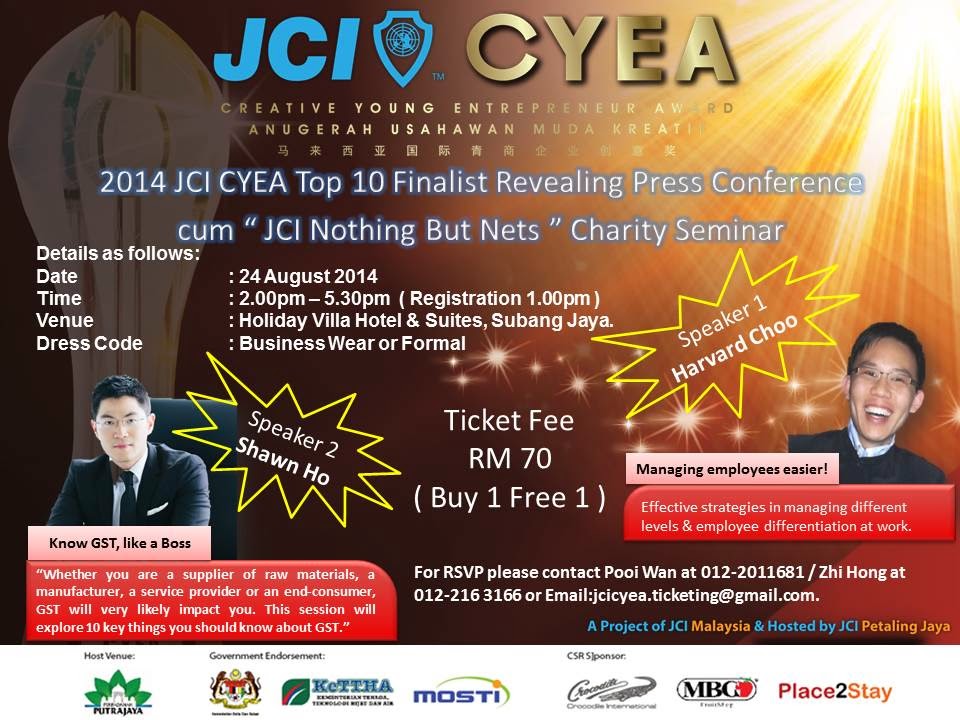 2014 JCI Creative Young Entrepreneur Award Top 10 Finalists Revealing Ceremony & Charity Seminar