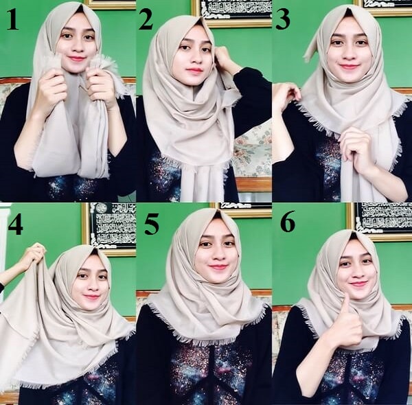 Model Hijab Segi Empat Simple Modern Terbaru 2017
