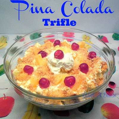 Pina-Colada-Trifle   ~  a taste of tropical explosion! ~   #pinacolada #dessert #trifle via:withablast.blogspot.com