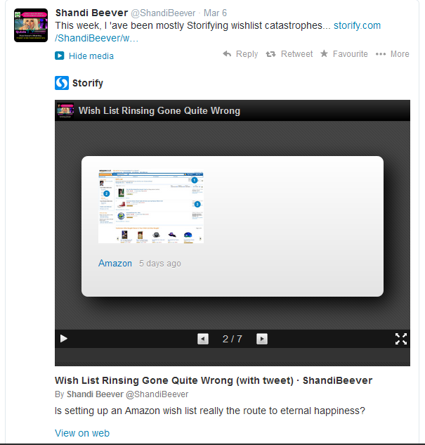 Storify presenting a slideshow within a Tweet