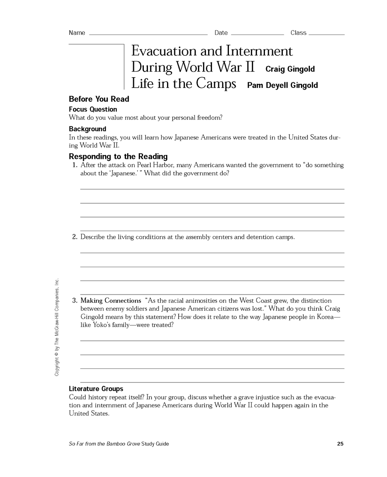 mochi thinking Study Guide for So Far from the Bamboo Grove