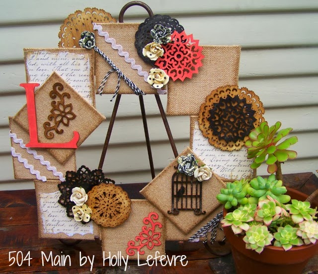 Burlap Canvas and Wood Wreath by 504 Main #mpinterestparty