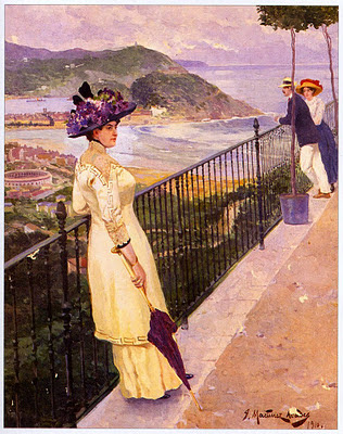 ilustración retro dama con sombrero