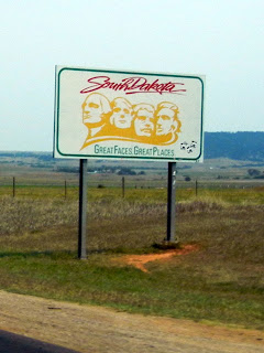 State line sign on Interstate 90 in South Dakota