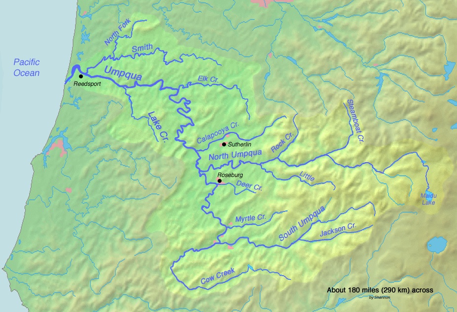 Umpqua River Fishing Map Umpqua River