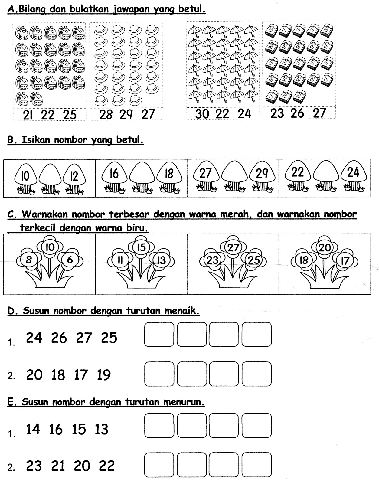 Bersuka ria di Prasekolah  LATIHAN MATEMATIK