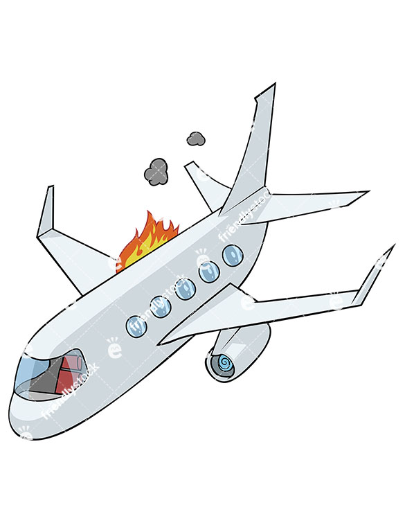 Рисунок горящий самолет