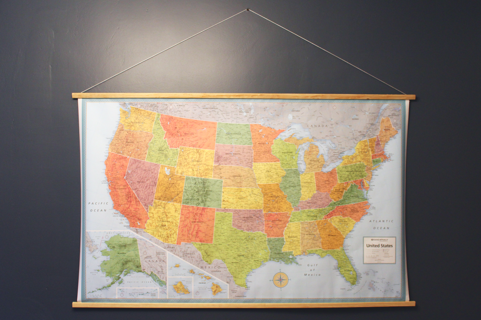 Wooden Map Hanger Sarah & Nick