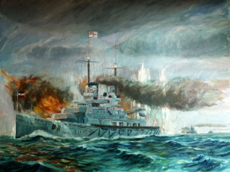 Quinta version oleo del barco de guerra Alemán SMS Lutzow 