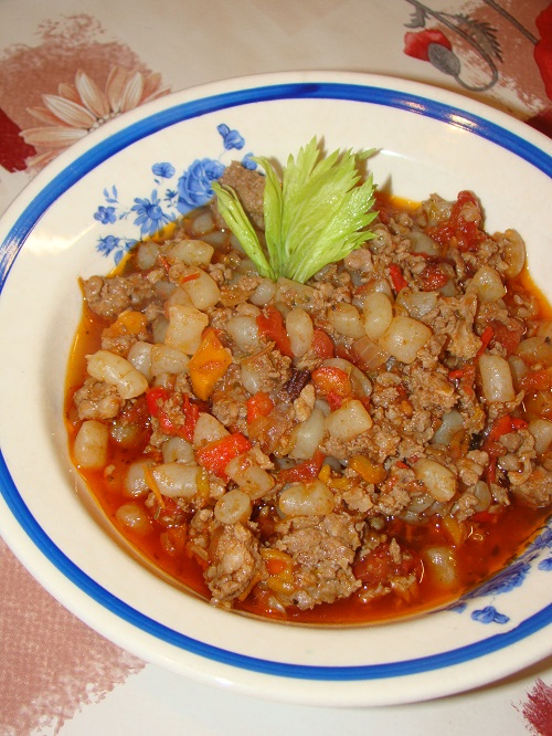 "Galuste" de konjac cu legume si carne tocata