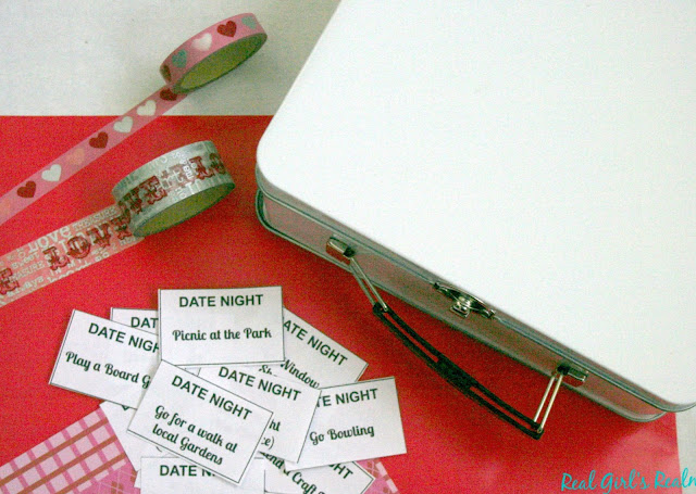 Make a Valentine's Date Night Box that contains ideas of fun things to do together each month!