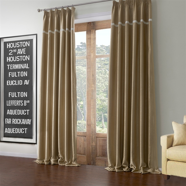 Modern Balckout Curtain Light Gold Solid Polyester & Cotton Window Treatment - 595 ( One Panel )