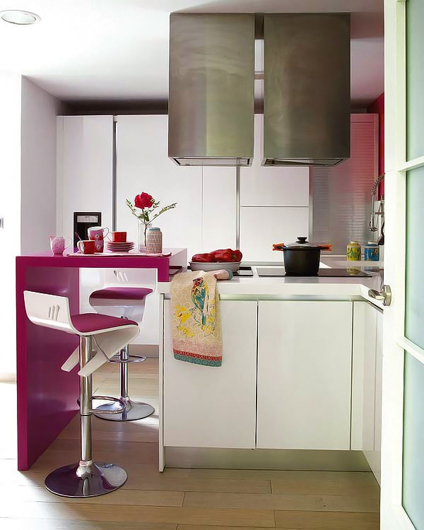 Hogar diez: Una cocina en tonos rosas