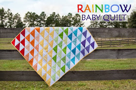 Rainbow baby quilt tutorial from So You Think You're Crafty