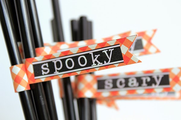 Spooky Halloween Table Decor Straws and Holder by Juliana Michaels detail