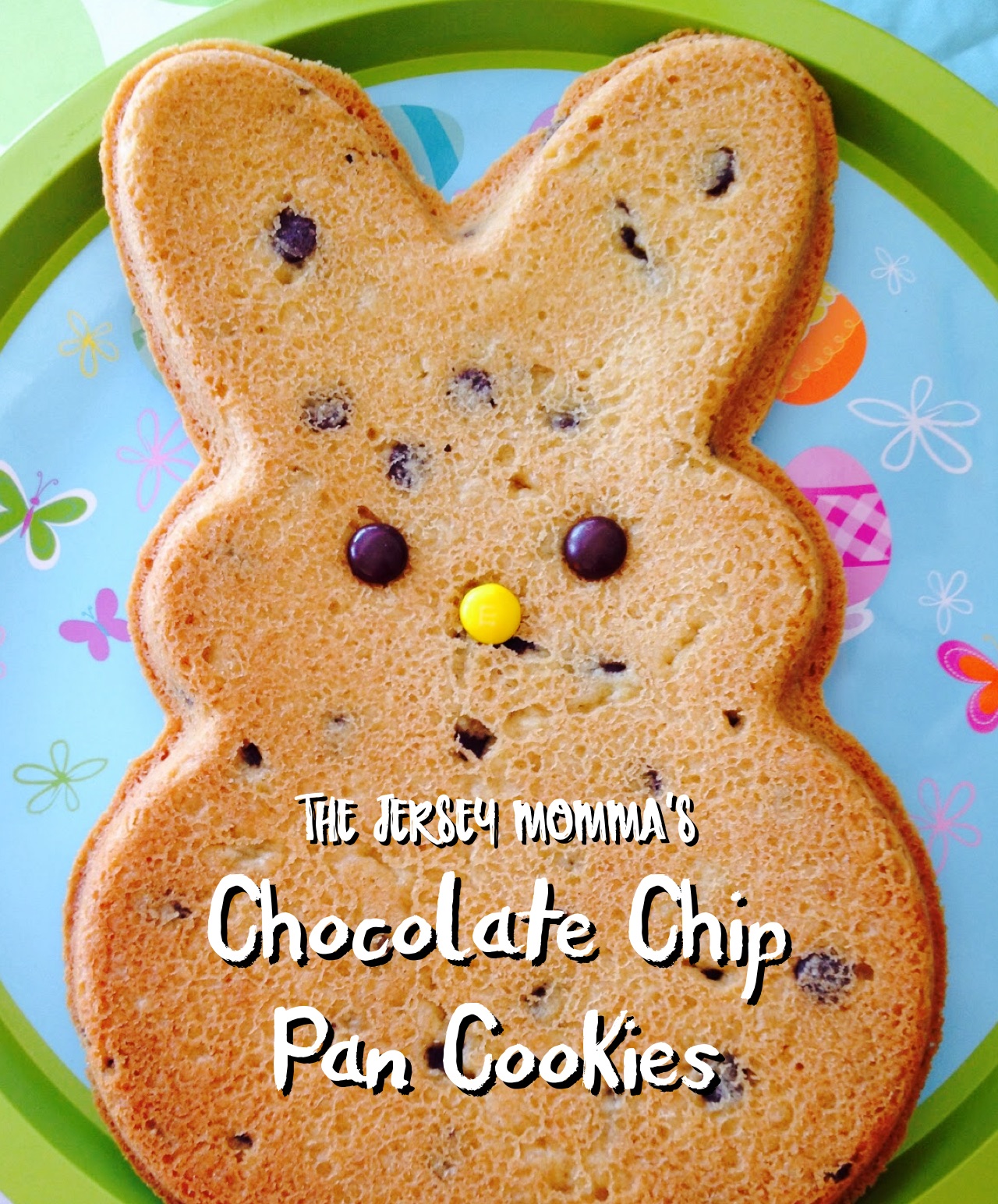 The Jersey Momma Chocolate Chip Pan Cookie Recipe Spring Peeps Bunny