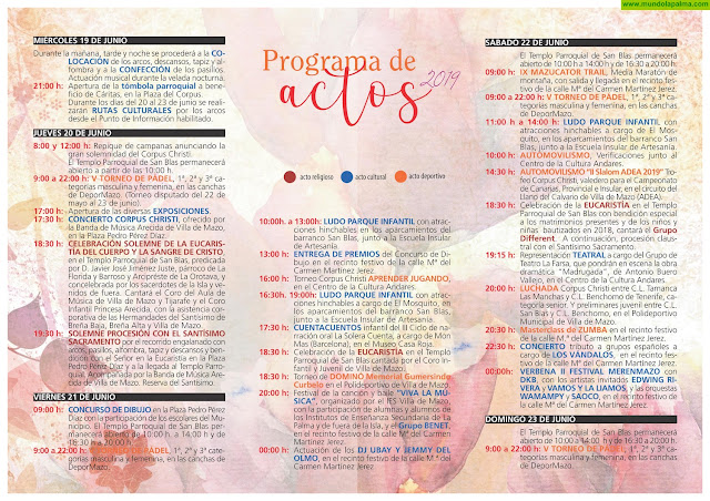 Programa de Actos Fiestas del Corpus Christi 2019 - Villa de Mazo