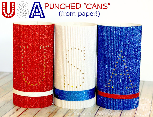 faux punched patriotic cans