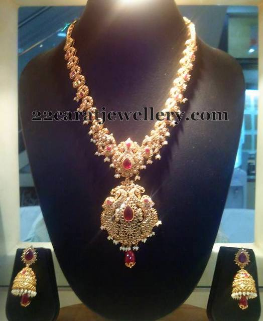 Shubham Jewellers Uncut Ruby Long Set