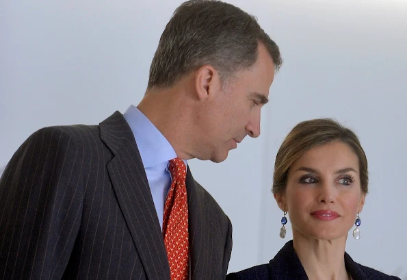King Felipe and Queen Letizia attend the inauguration of the exhibition 'Peace Treaty' at the San Telmo Museum in San Sebastian, hugo boss, clutch, dress, magrit shoes