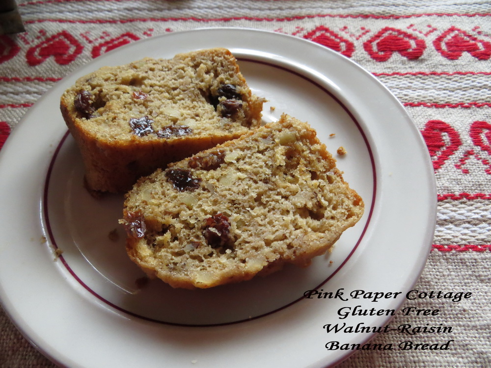 PINK PAPER COTTAGE GLUTEN FREE WALNUTRAISIN BANANA BREAD.