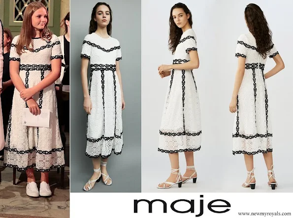 Princess Ingrid Alexandra wore Maje Black And White Lace Long Dress