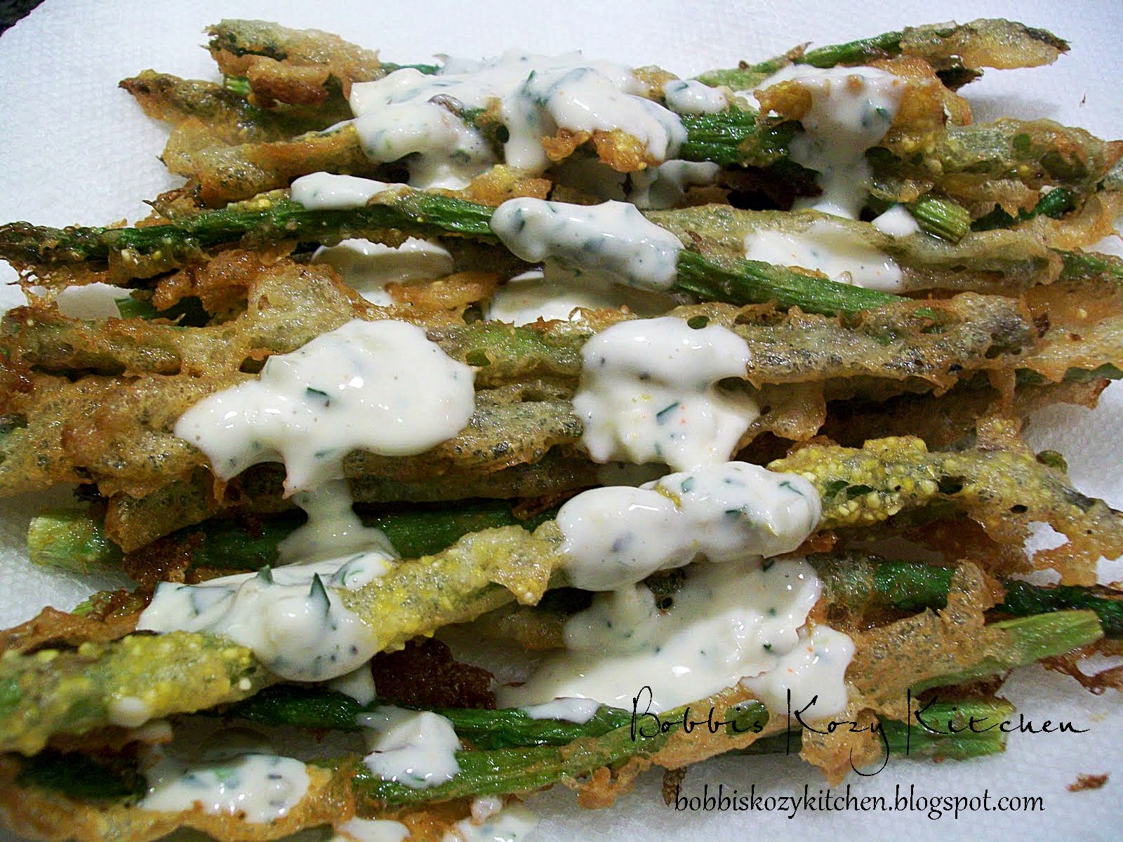 Beerbattered Asparagus with Garlic Aioli Bobbi's Kozy Kitchen