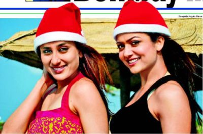 Kareena Kapoor & Amrita Arora in christmas cap