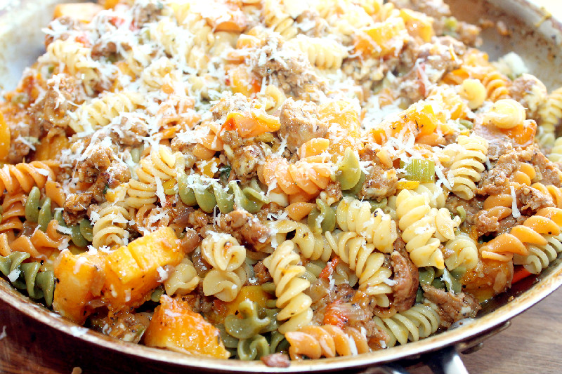 Creole Contessa: Pasta with Roasted Butternut Squash and Andouille Sausage