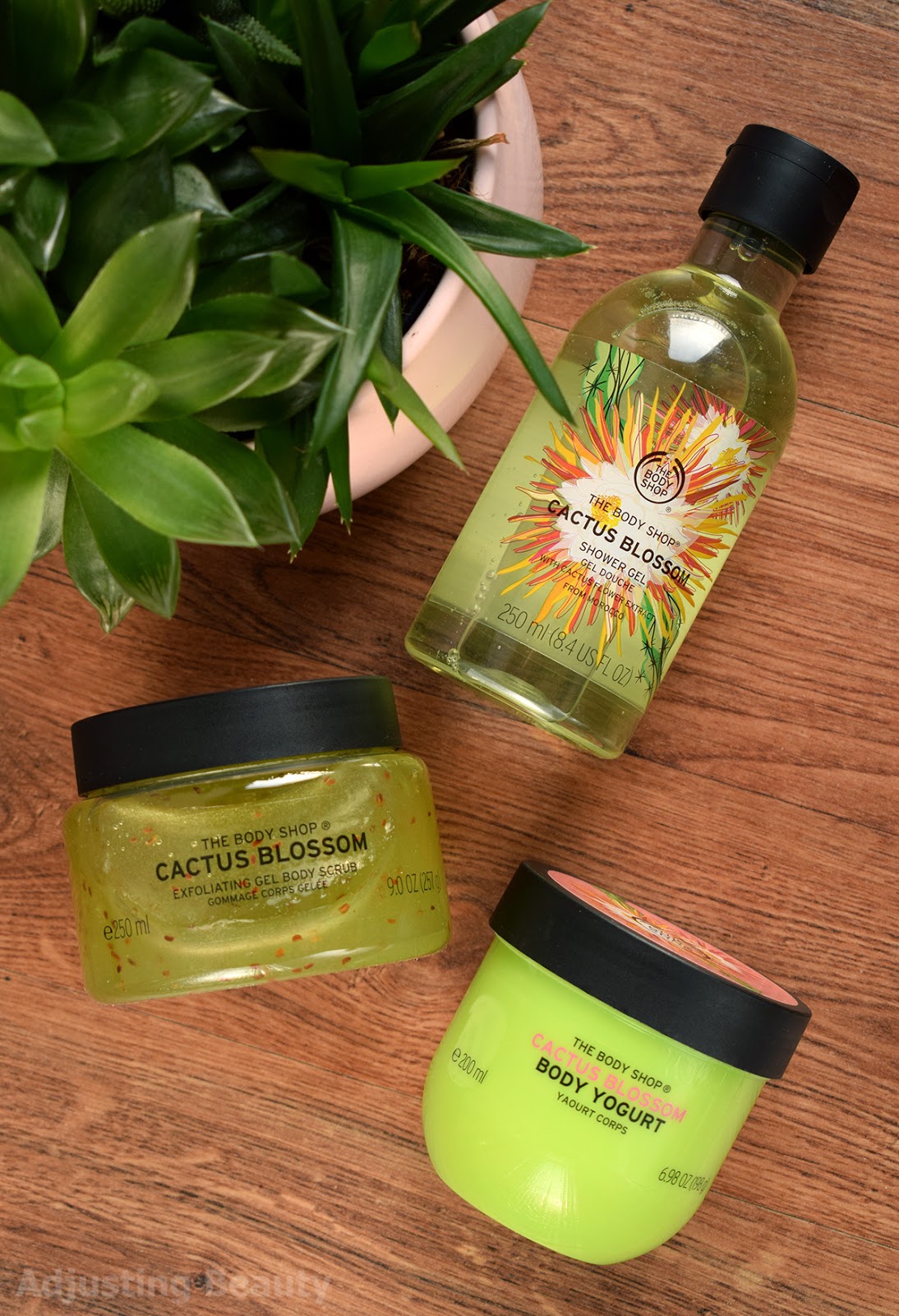 Review The Body Shop Le Cactus Blossom Shower Gel Exfoliating Gel Body Scrub Body Yogurt Adjusting Beauty
