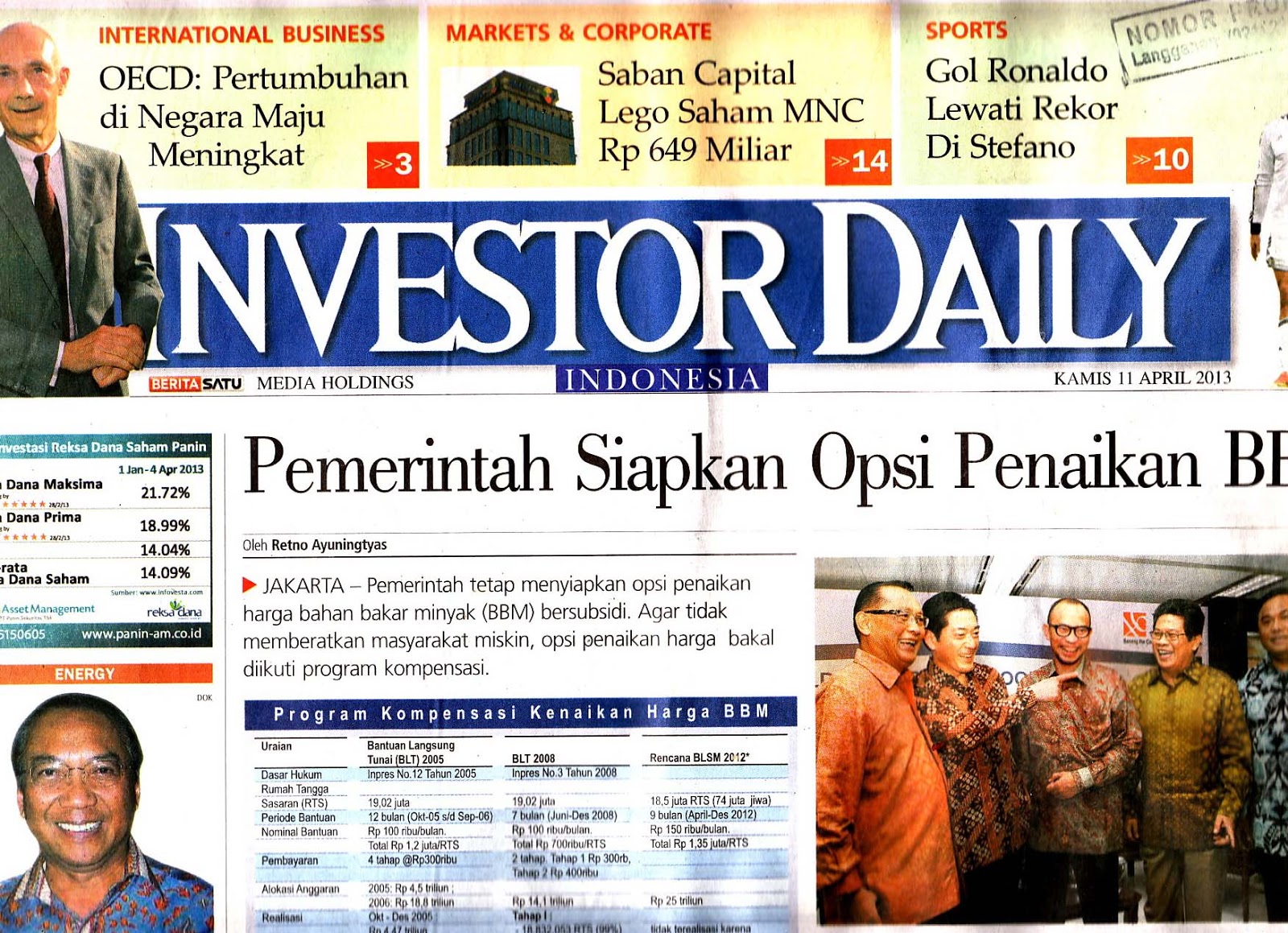 Koran Investordaily Kreatif Media Nusantara Pasang Iklan