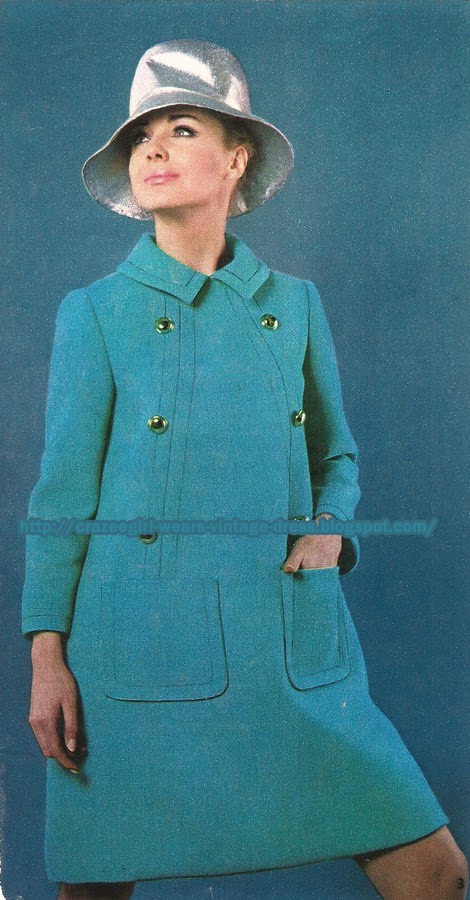 Blue wool dress coat - Maria Carine pour Jacques Heim 1967 60s 1960