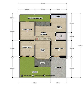 Desain Rumah 9x12 3 Kamar 1 Lantai