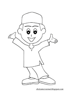 Sketsa Mewarnai Gambar Anak Shaleh - Sketsa Mewarnai