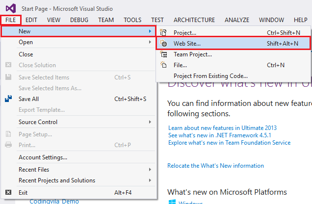 Create Website in Visual Studio Create Website in Visual Studio