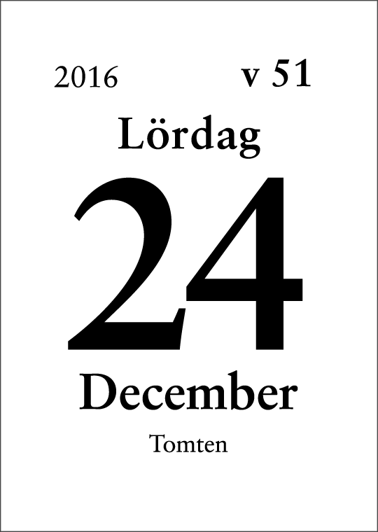 Kalenderdagblocksblad 24/12 - Tomten 