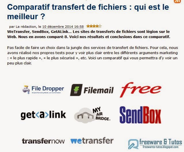 Le site du jour : Comparatif des services de transfert de fichiers (WeTransfer, GetaLink, Filemail, etc)