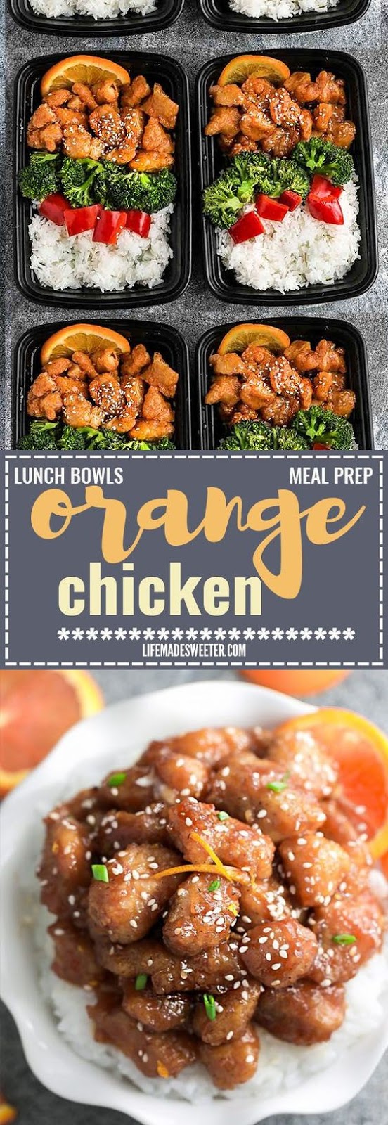 Slow Cooker Orange Chicken Meal Prep Lunch Bowls - coated in a citrus sweet & savory sauce that is even better than your local takeout restaurant! Best of all, it's full of authentic flavors and super easy to make with just 15 minutes of prep time. Skip that takeout menu! This is so much better and healthier! Weekly meal prep for the week and leftovers are great for lunch bowls for work or school
