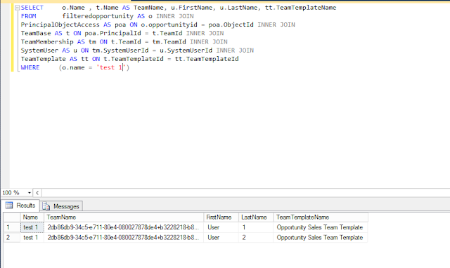 Dynamics 365 - CRM: Dynamics 365 : Access Team in SQL