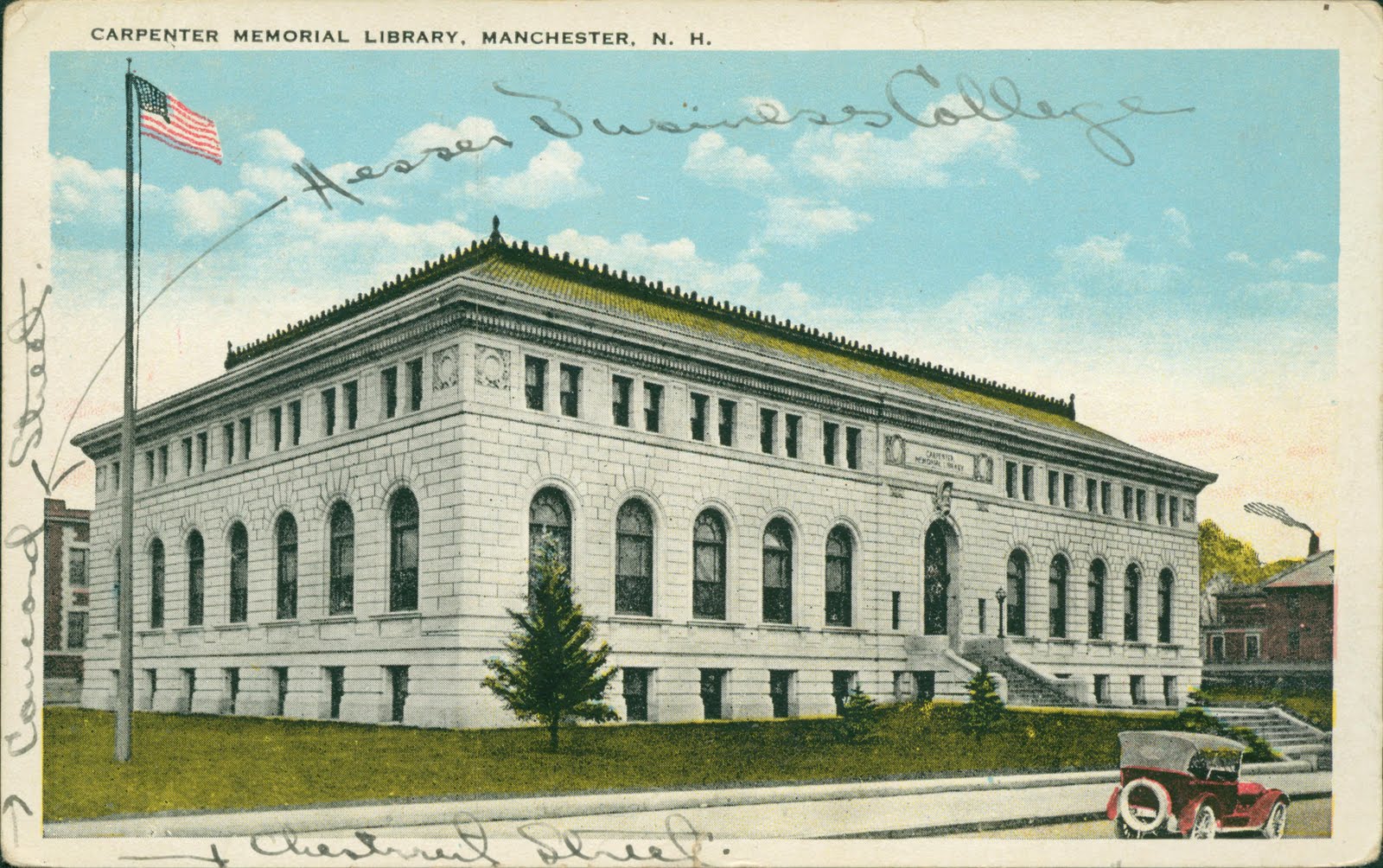 Library Postcards 1926 Carpenter Memorial Library, Manchester, New Hampshire