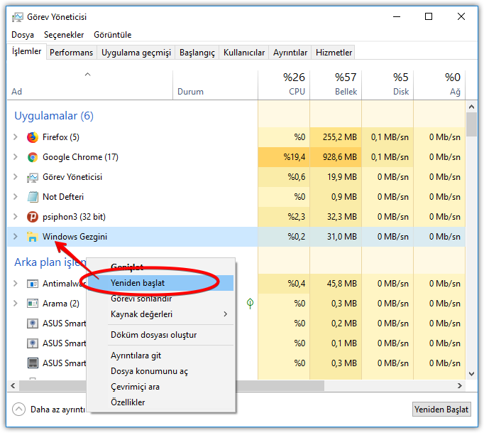 Windows 10'da başlat menüsü çalışmama sorununu onar 1 Image%2B2018 05 20%2B12.21.10