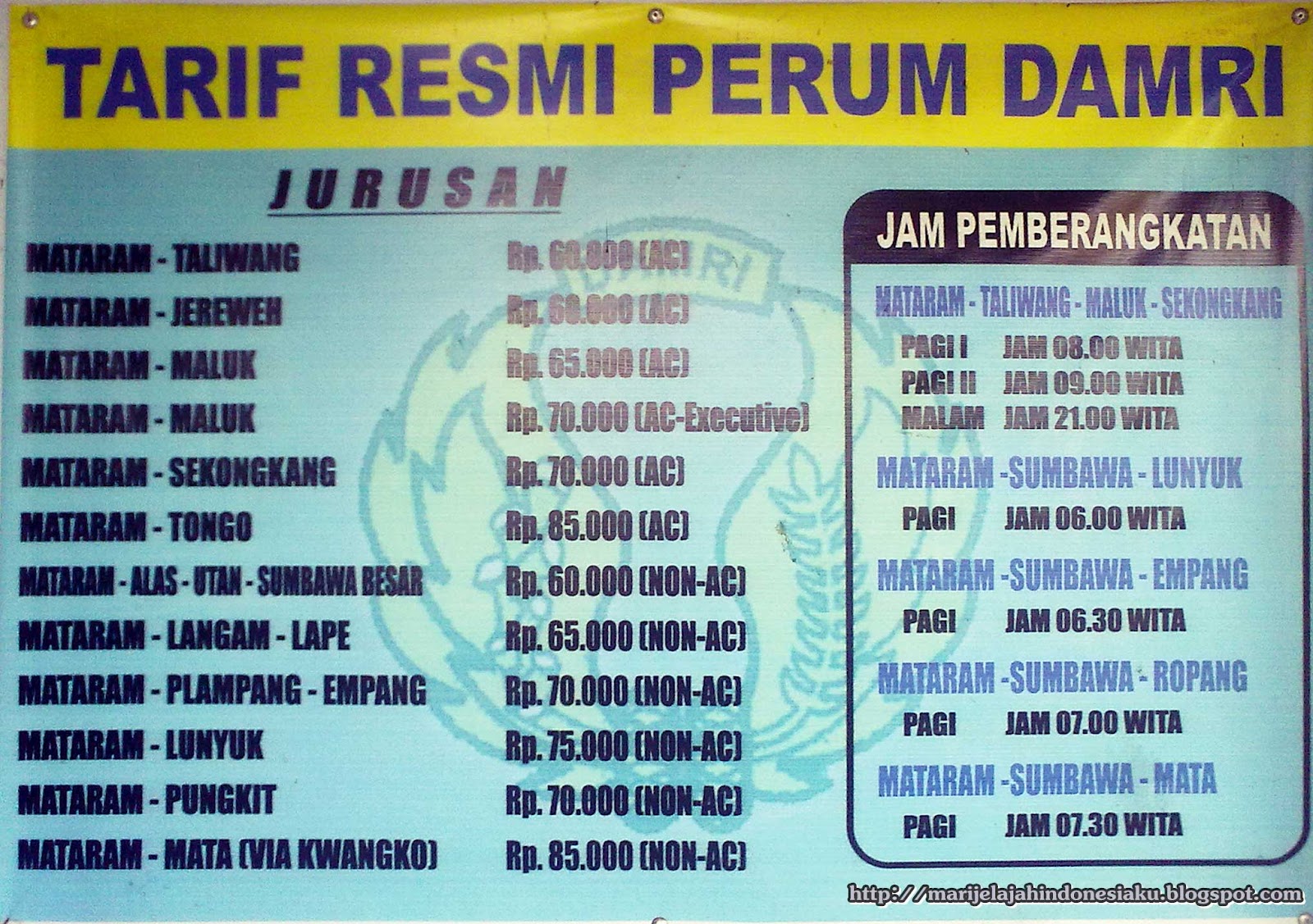 Jadwal Bus Damri Bandara Lombok