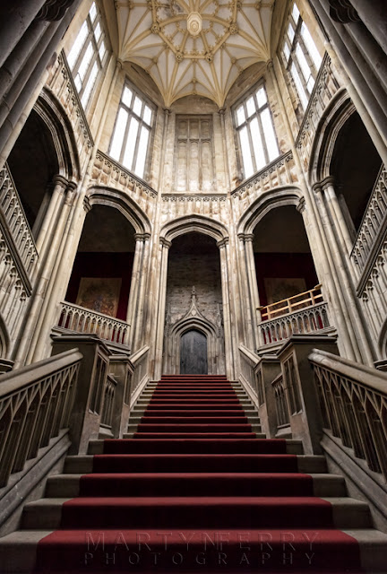 Grand staircase at Margam Castle in South Wales by Martyn Ferry Photography