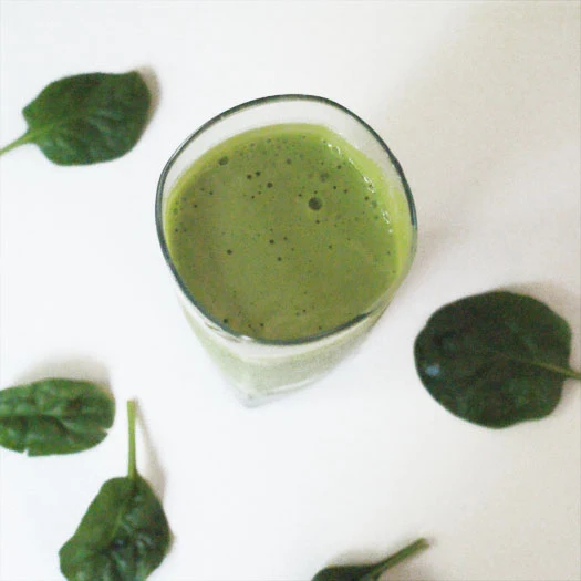 Green Protein Smoothie made with apples, bananas, spinach and greek yogurt.