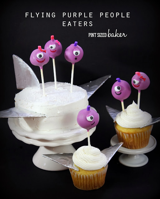 These cake pops look just like Flying Purple People Eaters Cake Pops! They're fun to make and even more fun to eat!