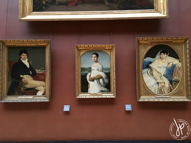 three paintings of man, young lady, and a woman