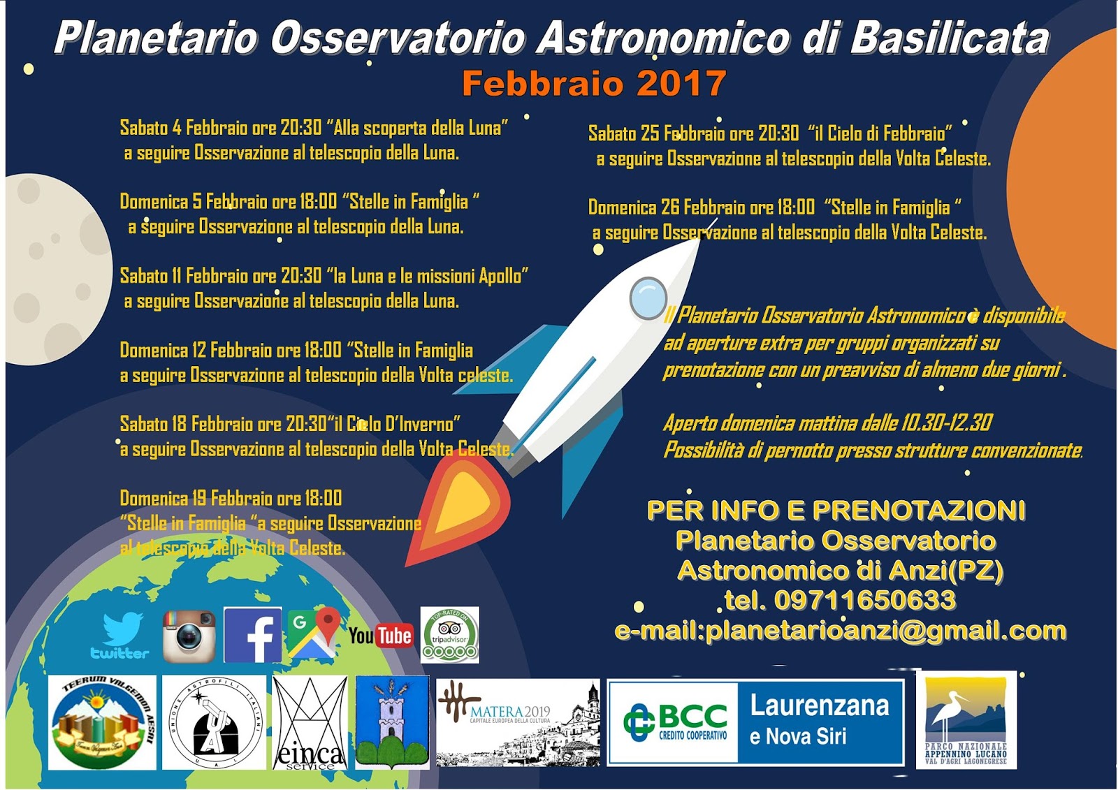 Osservatorio Astronomico Anzi Cielo di Febbraio 2017