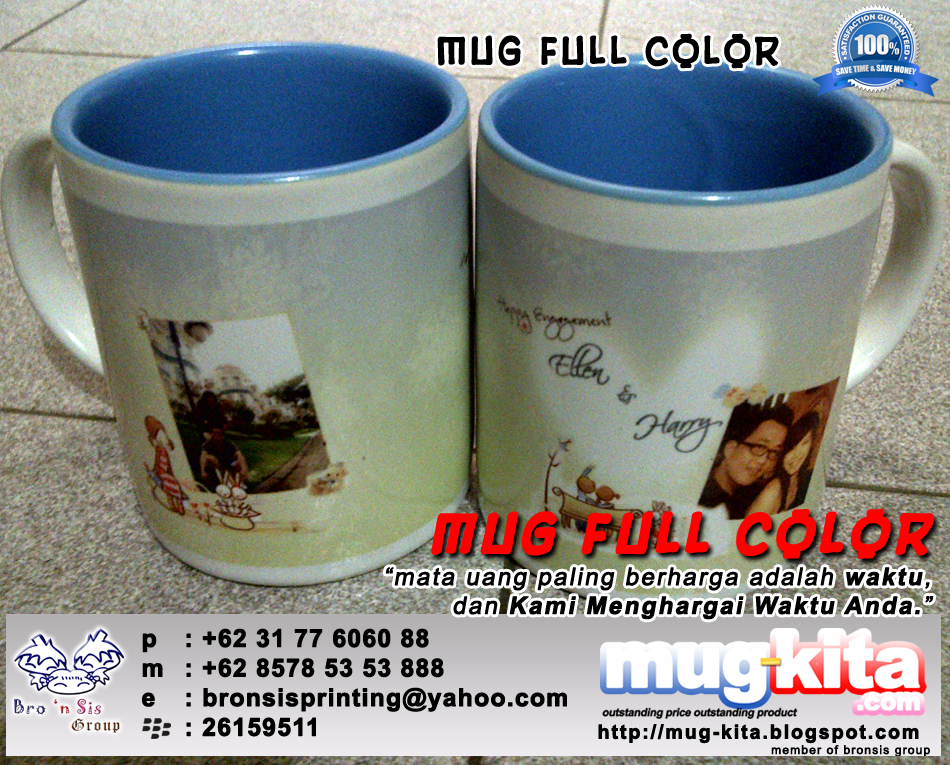  Mug  Kita Com Mug Keramik Murah  Two Tone Full Color Happy 