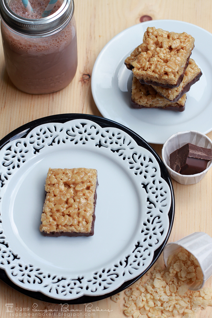 Sugar Bean Bakers {Chocolate Dipped Peanut Butter Rice Krispie Treats}